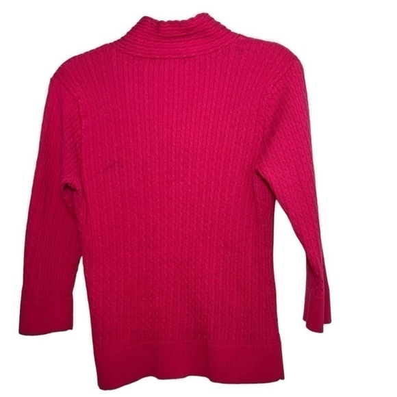 JEANNE PIERRE V Neck 3/4 Sleeve Barbie Pink 100% Cotton Size Large - Picture 2 of 9